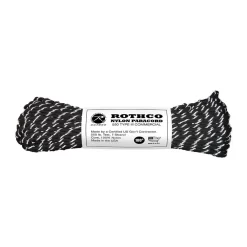 Rothco 100 Ft. Nylon 550 Paracord Black Reflective Tracer.