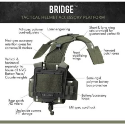 Agilite Tactical Helmet Bridge Accessory Platform. -We Bring Outdoor tactical gear shop to Life. USPT BP3917 RGRN 1500 2